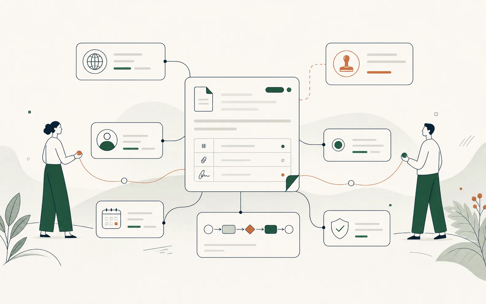 Information connected to approvals, access, and context